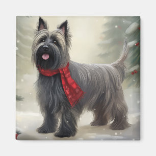 Skye Terrier Dog in Snow Christmas  Magnet