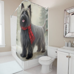 Skye Terrier Dog in Snow Christmas  Shower Curtain
