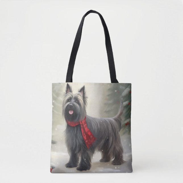 Skye Terrier Dog in Snow Christmas  Tote Bag (Front)