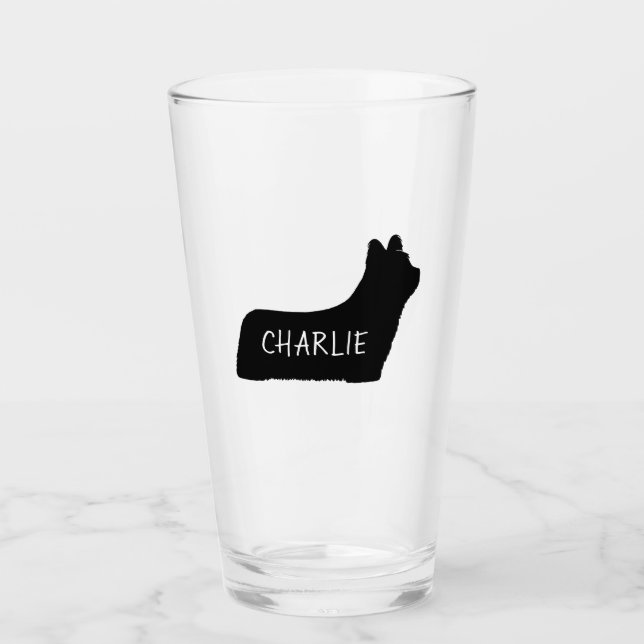 Skye Terrier Dog Silhouette Personalised Glass (Front)