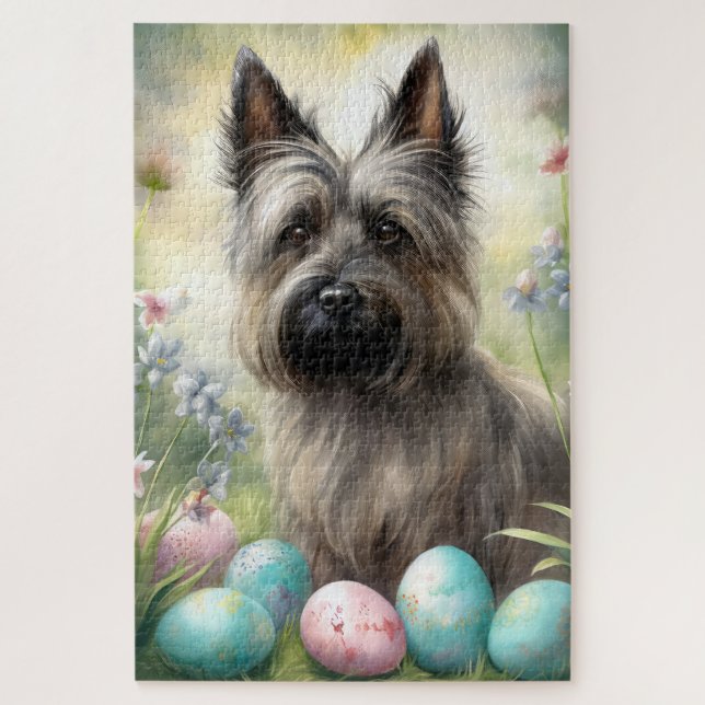 Skye Terrier Dog with Easter Eggs Holiday  Jigsaw Puzzle (Vertical)