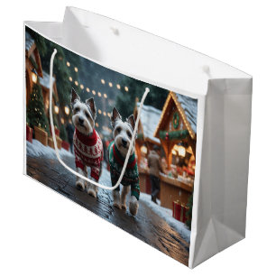 Skye Terrier Dogs Christmas Snow Holiday  Large Gift Bag