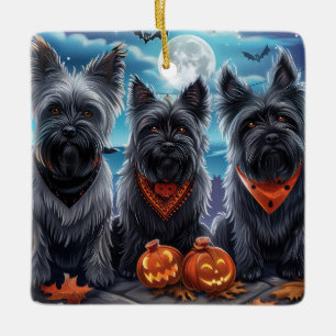 Skye Terrier Halloween Spooky  Ceramic Ornament