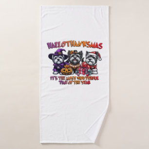 Skye Terrier Halloween Thanksgiving Christmas Clas Bath Towel