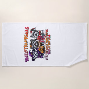 Skye Terrier Halloween Thanksgiving Christmas Clas Beach Towel