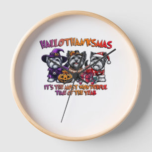 Skye Terrier Halloween Thanksgiving Christmas Clas Clock