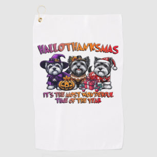 Skye Terrier Halloween Thanksgiving Christmas Clas Golf Towel