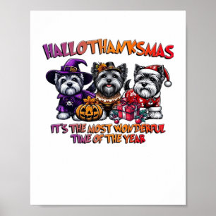 Skye Terrier Halloween Thanksgiving Christmas Clas Poster