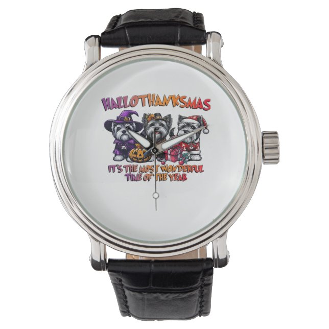Skye Terrier Halloween Thanksgiving Christmas Clas Watch (Front)