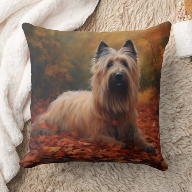 Skye Terrier in Autumn Leaves Fall Inspire Cushion (Blanket)