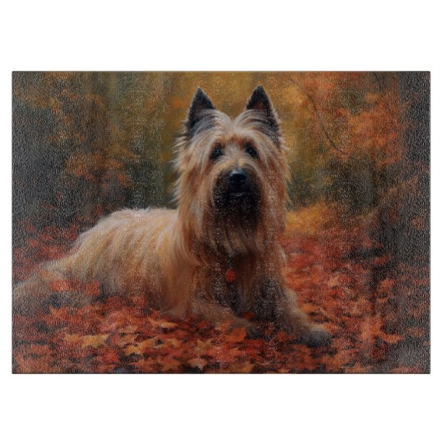 Skye Terrier in Autumn Leaves Fall Inspire Cutting Board (Front)