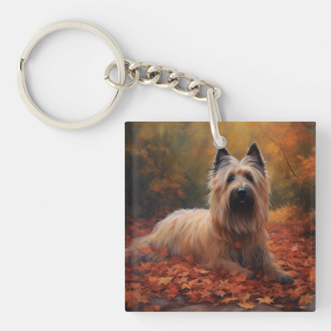 Skye Terrier in Autumn Leaves Fall Inspire Key Ring (Front)