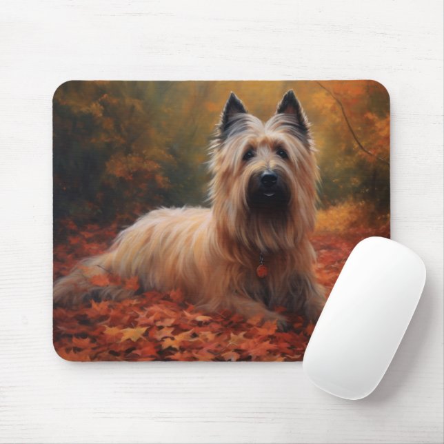 Skye Terrier in Autumn Leaves Fall Inspire Mouse Pad (With Mouse)