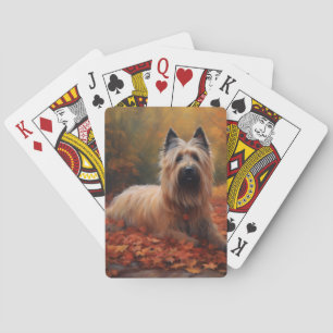 Skye Terrier in Autumn Leaves Fall Inspire Playing Cards