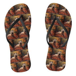 Skye Terrier in Autumn Leaves Fall Inspire Thongs