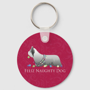 Skye Terrier Merry Christmas Design Key Ring