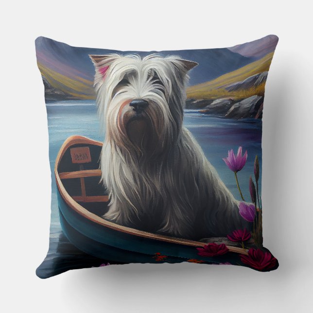 Skye Terrier on a Paddle: A Scenic Adventure  Cushion (Back)