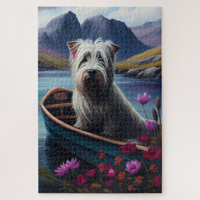 Skye Terrier on a Paddle: A Scenic Adventure Jigsaw Puzzle (Vertical)
