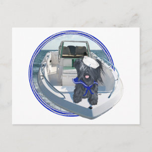 Skye Terrier out on the Boat Postcard