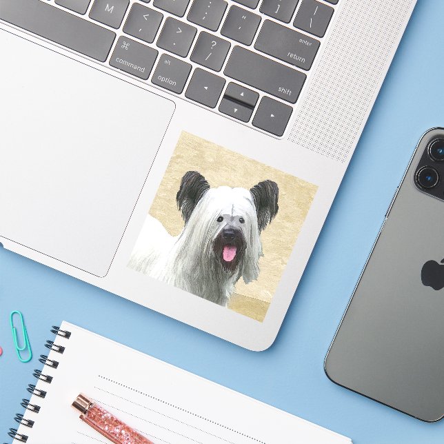 Skye Terrier Painting - Cute Original Dog Art (Laptop w/ iPhone)