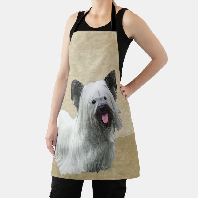 Skye Terrier Painting - Cute Original Dog Art Apron (Insitu)