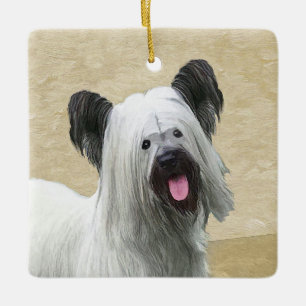 Skye Terrier Painting - Cute Original Dog Art Ceramic Ornament