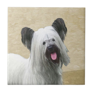 Skye Terrier Painting - Cute Original Dog Art Ceramic Tile