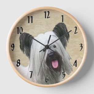 Skye Terrier Painting - Cute Original Dog Art Clock