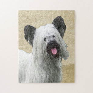 Skye Terrier Painting - Cute Original Dog Art Jigsaw Puzzle