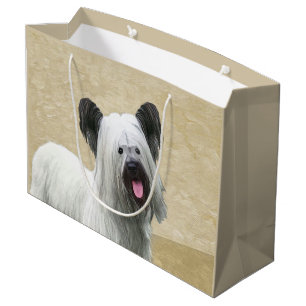 Skye Terrier Painting - Cute Original Dog Art Large Gift Bag