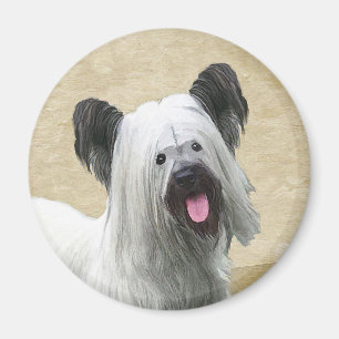 Skye Terrier Painting - Cute Original Dog Art Magnet