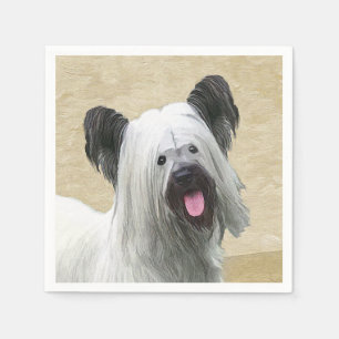 Skye Terrier Painting - Cute Original Dog Art Napkin
