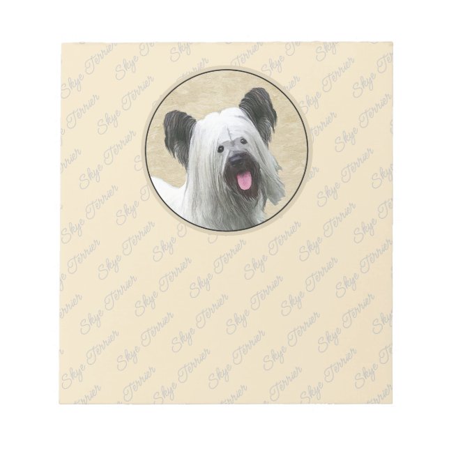 Skye Terrier Painting - Cute Original Dog Art Notepad (Front)
