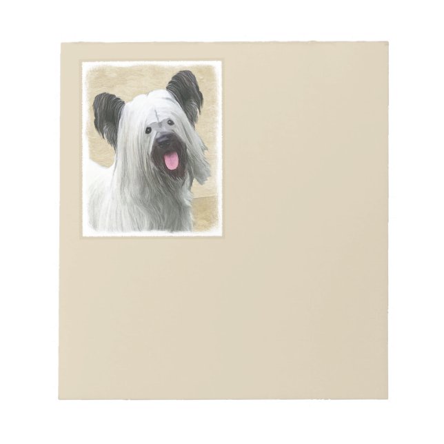 Skye Terrier Painting - Cute Original Dog Art Notepad (Front)