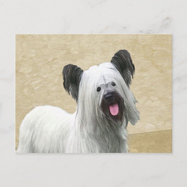 Skye Terrier Painting - Cute Original Dog Art Postcard (Front)