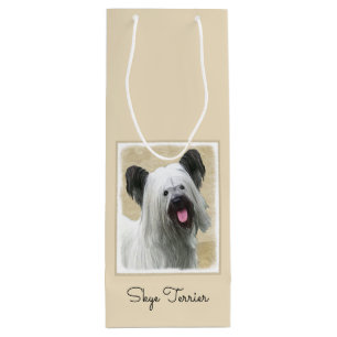 Skye Terrier Painting - Cute Original Dog Art Wine Gift Bag