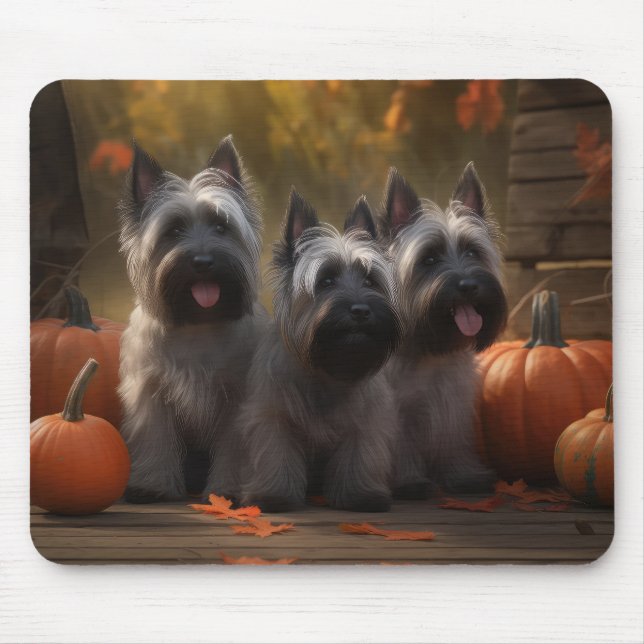 Skye Terrier Puppy Autumn Delight Pumpkin  Mouse Pad (Front)