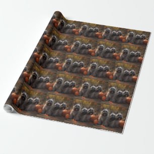 Skye Terrier Puppy Autumn Delight Pumpkin  Wrapping Paper