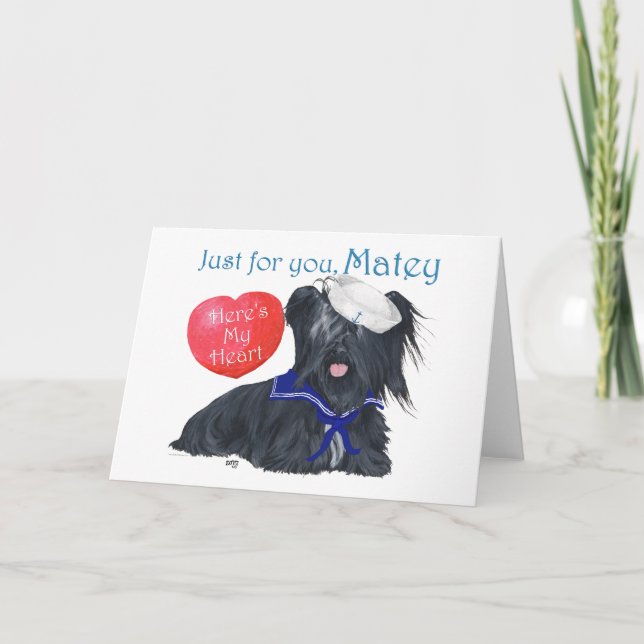 Skye Terrier Sailor Valentine Holiday Card (Front)