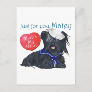 Skye Terrier Sailor Valentine Holiday Postcard