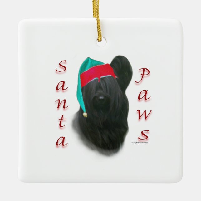 Skye Terrier Santa Paws Ceramic Ornament (Front)