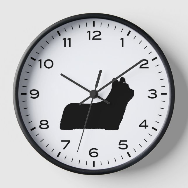 Skye Terrier Silhouette with Numbers and Minutes Clock (Front)