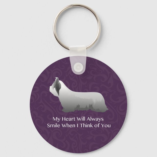 Skye Terrier Thinking of You Design Key Ring (Front)