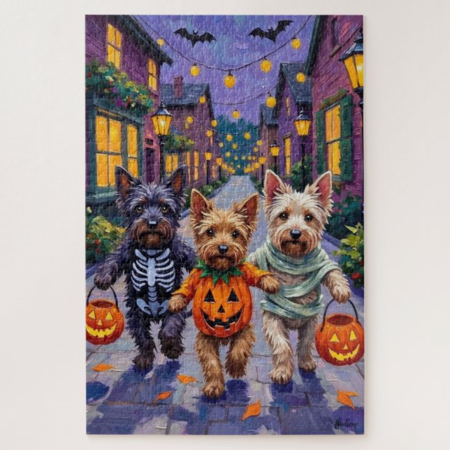 Skye Terrier Trick-or-Treating Halloween Costumes Jigsaw Puzzle (Vertical)