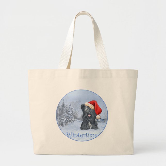 Skye Terrier Wintertime Large Tote Bag (Front)