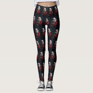 Skye Terrier With Santa Claus Festive Christmas Leggings