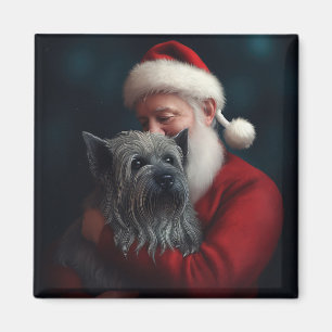 Skye Terrier With Santa Claus Festive Christmas Magnet
