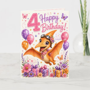 Skye's Dino-Mite Friends 4th Birthday Card