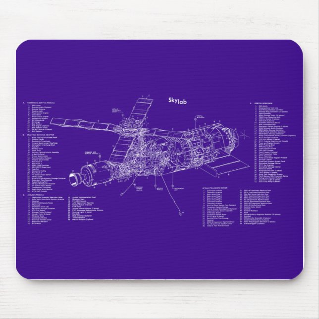 Skylab blueprint mouse pad (Front)