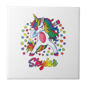 Skylar Personalised Name Unicorn Girl Gift T-Shirt Ceramic Tile